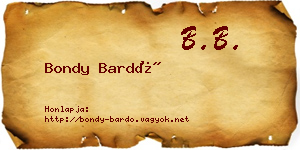 Bondy Bardó névjegykártya